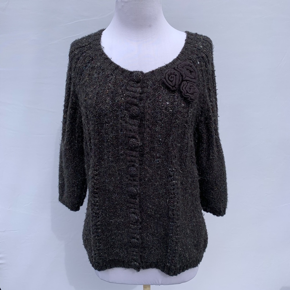 Style & Company Gray Knitted Cardigan Size M